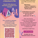 Pour consulter le catalogue, scannez le QR Code ou consultez la page https://www.webopac.cfwb.be /bibli2709/Search/Search - POUR CONTACTER LA BIBLIOTHÈQUE, PLUSIEURS POSSIBILITÉS : • via l’adresse mail : bibliotheque.one@cfwb.be • par téléphone : 02 413 22 13 ou 02 413 30 22 • en vous rendant au Ministère de la FWB, au premier étage de la Bibliothèque « Espace 27 Septembre » Boulevard Léopold II, 44 1080 Bruxelles La bibliothèque est ouverte du mardi au vendredi de 11h à 17h (juillet-août : 9h-15h) Pour vous inscrire ou pour tout renseignement rien de plus simple : soit vous vous rendez directement sur place, à l’adresse ci-dessus, soit vous envoyez un message à l’adresse mail bibliotheque.one@cfwb.be Le prêt est gratuit